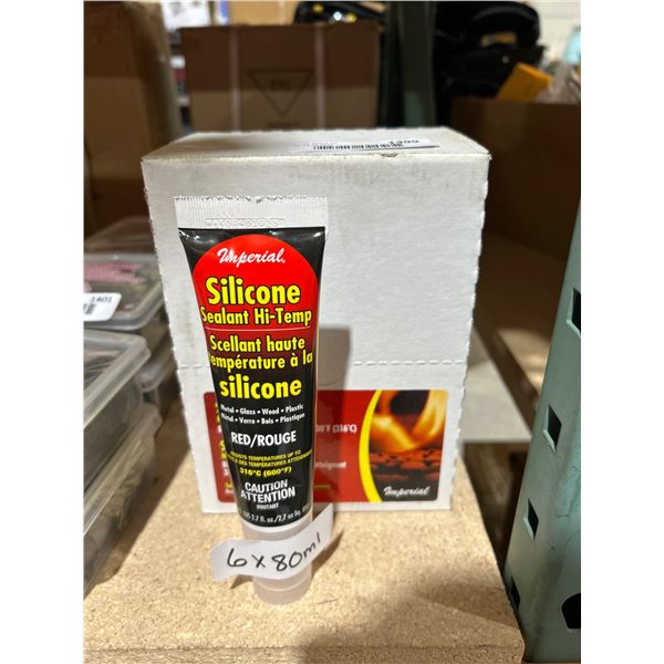 Imperial Silicone Sealant Hi-Temp Red 6x80ml Tubes