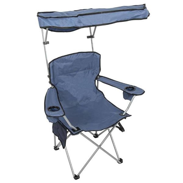 CAMP&GO Portable Max Shade Quad Camping Chair with Cup Holders and Carrying Bag, Steel