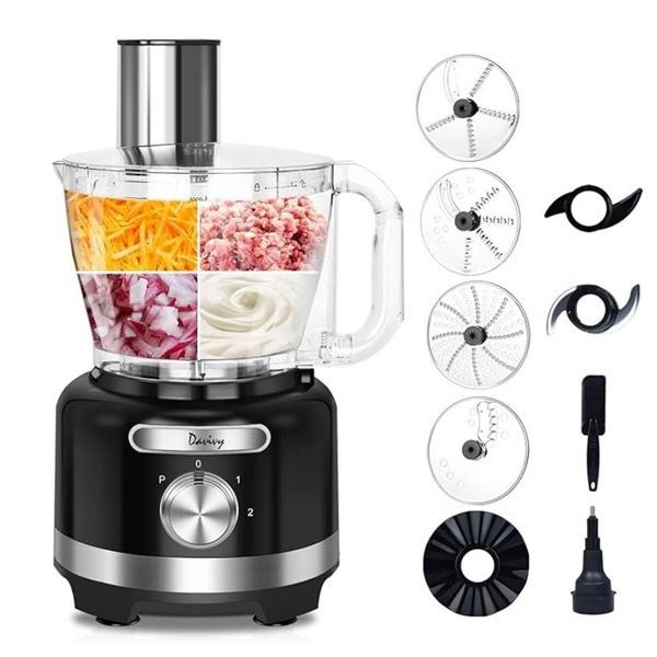 Davivy 16 Cup Food Processor,3.8L(128oz) 9-in-1 Multifunction Vegetables Chopper,