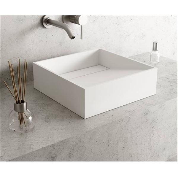 VIGO VG04022 Matte Stone Vessel Bathroom SinkÊ(15.13-in x 15.13-in)