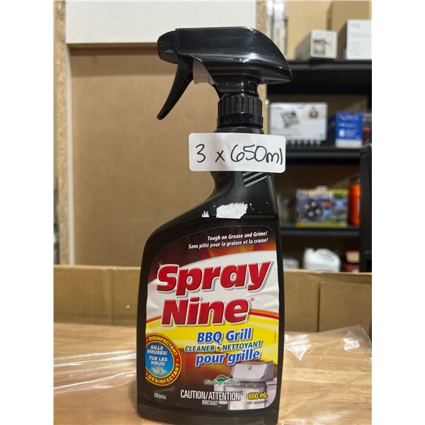 Spray Nine BBQ Grill Cleaner 650 Ml Ð Lot of 3Ê