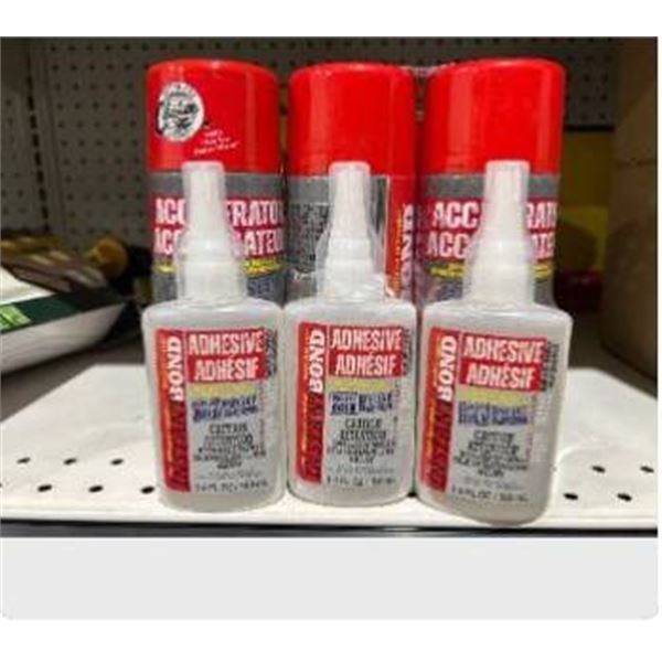 Instant Bond Adhesive and Accelerator Spray Set, 3.4 fl oz and 6 oz Lot of 3
