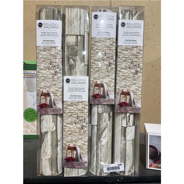 RoomMates Peel and Stick Wallpaper Ð 20.5 in x 16.5 ft Roll (Gray Stone Design) Lot of 4