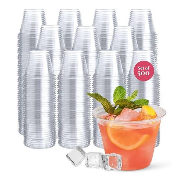 Prestee 500 Clear Plastic Cups Ð 9 oz Cocktail Cups