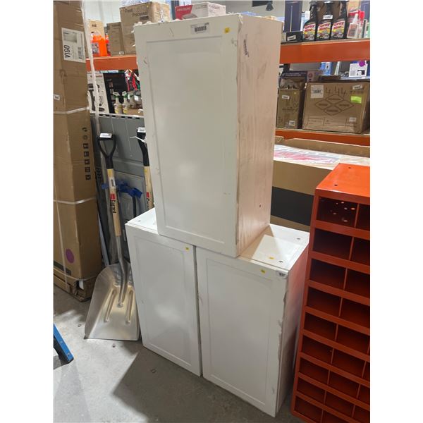 White Wall-Mountable Cabinets with Hinged Doors Ð Set of Three Measurements in pictures