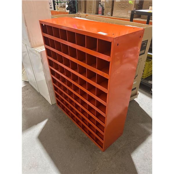 Industrial Orange Metal Storage Cabinet with 72 Compartments 35_x12_x42_