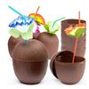 Image 1 : Coconut Cups With Hibiscus Straws, 18 Count by Prextex