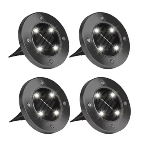 Bell + HowellÊSolar Powered Gunmetal Metal Outdoor Integrated LED Path Disk Lights (Set of 4)