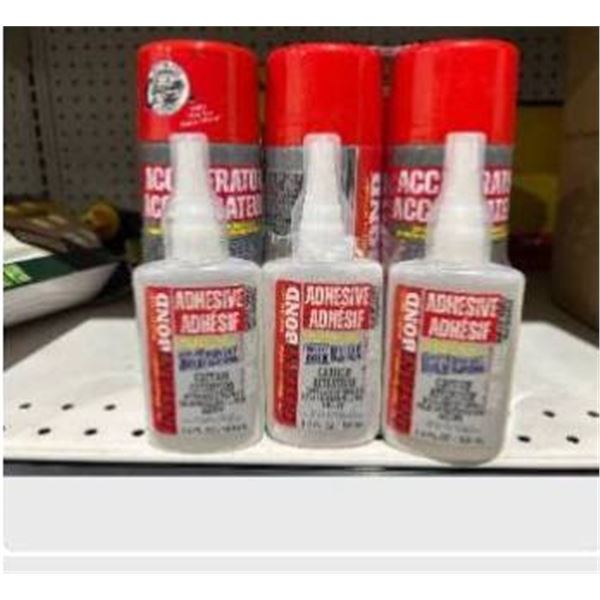 Instant Bond Adhesive and Accelerator Spray Set, 3.4 fl oz and 6 oz Lot of 3