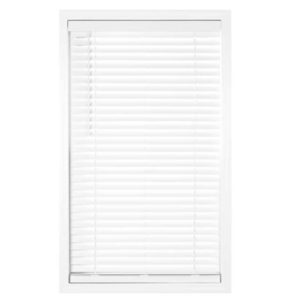 2 in Faux Wood Blind, White, 48 in W x 48 in L