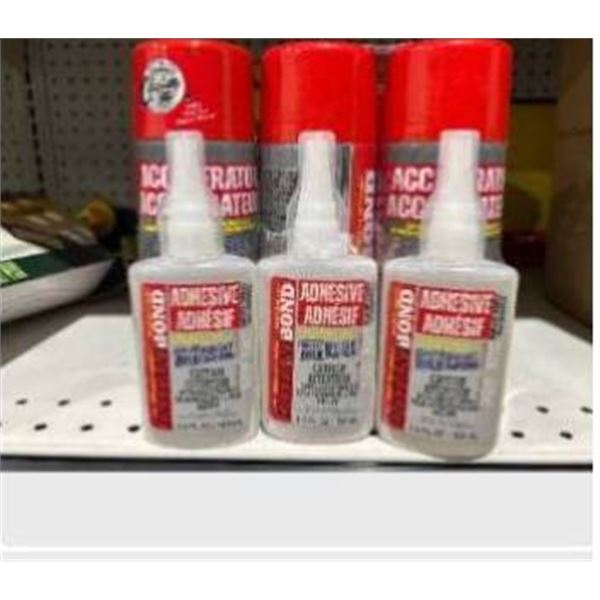 Instant Bond Adhesive and Accelerator Spray Set, 3.4 fl oz and 6 oz Lot of 3