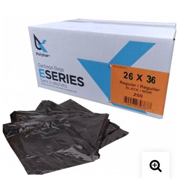 Polykar E-Series Garbage Bags 26 x 36 Inches Ð Regular Black 250/CS