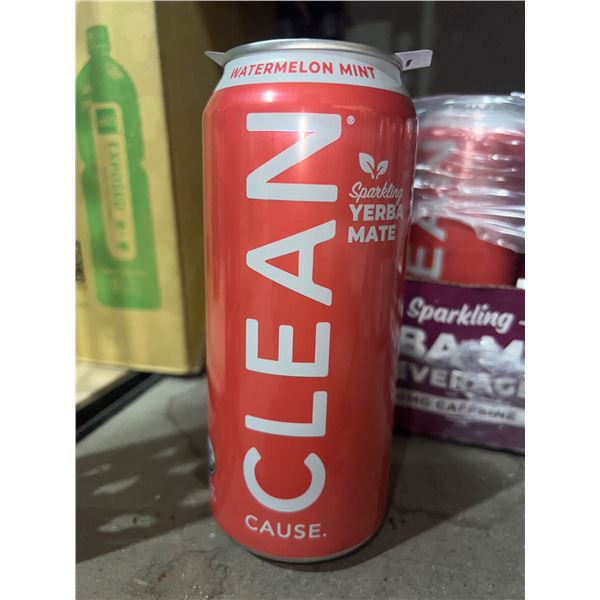 Clean Cause Watermelon Mint Sparkling Yerba Mate 12 Pack Ð 473ml Cans
