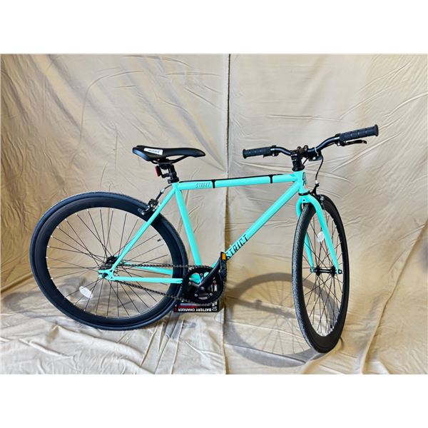 District Street Single-Speed Bicycle with Flat Handlebars