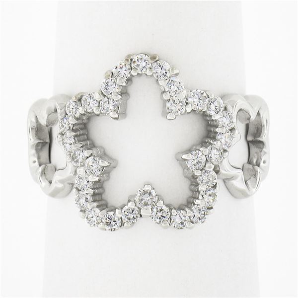 Estate 14k White Gold 0.47 ctw Round Brilliant Diamond Open Star Cloud Band Ring