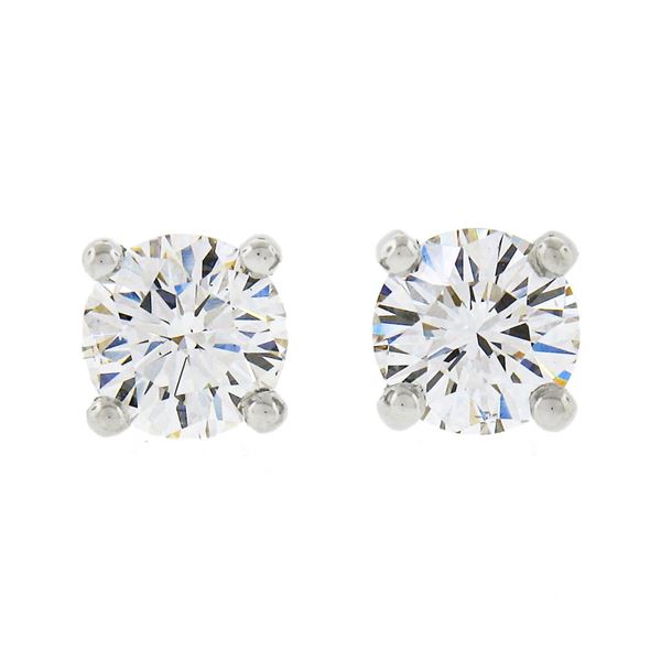 NEW Classic 14k White Gold 0.50 ctw Round Brilliant Diamond 4-Prong Stud Earring