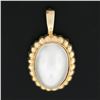 Image 2 : Vintage 14K Gold Oval Bezel Set Mabe Pearl w/ Scalloped Frame Enhancer Pendant