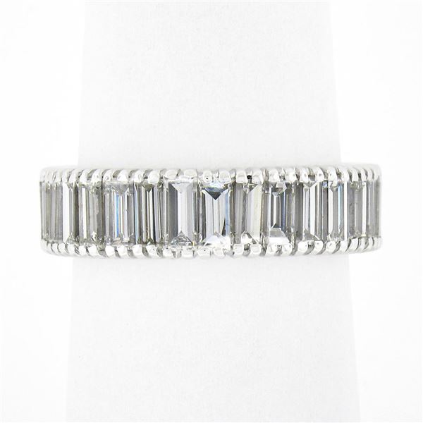 Vintage Platinum 4.60 ctw Straight Baguette Prong Set Diamond Eternity Band Ring