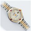 Image 3 : Rolex Ladies Quickset Two Tone 18K Yellow Gold And Steel Silver Diamond And Ruby