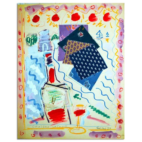 Abstract Wine Still Life With 1979 Chateau Latour Label by Ensrud Original