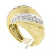 Image 1 : 18k Yellow Gold 0.56 ctw Pave Set Round Diamond Textured Grooved Bombe Band Ring