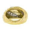 Image 3 : 18k Yellow Gold 0.56 ctw Pave Set Round Diamond Textured Grooved Bombe Band Ring