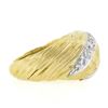 Image 5 : 18k Yellow Gold 0.56 ctw Pave Set Round Diamond Textured Grooved Bombe Band Ring