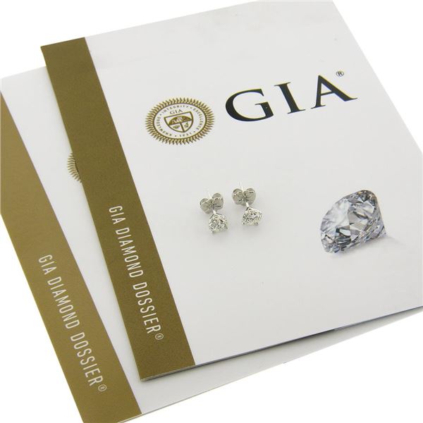 NEW Platinum 1.02 ctw GIA Round Brilliant Diamond Martini 4 Prong Stud Earrings