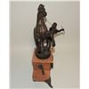Image 10 : #20  ANTIQUE BRONZE HORSE STATUE CLOCK ON BASE