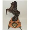 Image 1 : #20  ANTIQUE BRONZE HORSE STATUE CLOCK ON BASE