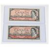 Image 1 : #61 LOT 2 1954 CANADA TWO DOLLAR BILLS NOTES