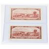Image 2 : #61 LOT 2 1954 CANADA TWO DOLLAR BILLS NOTES
