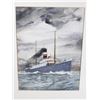 Image 2 : #165 1912 SIGNED WATERCOLOR STEAMSHIP ART PAIR
