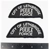 Image 1 : #449 VINTAGE CITY OF LETHBRIDGE POLICE PATCH PAIR