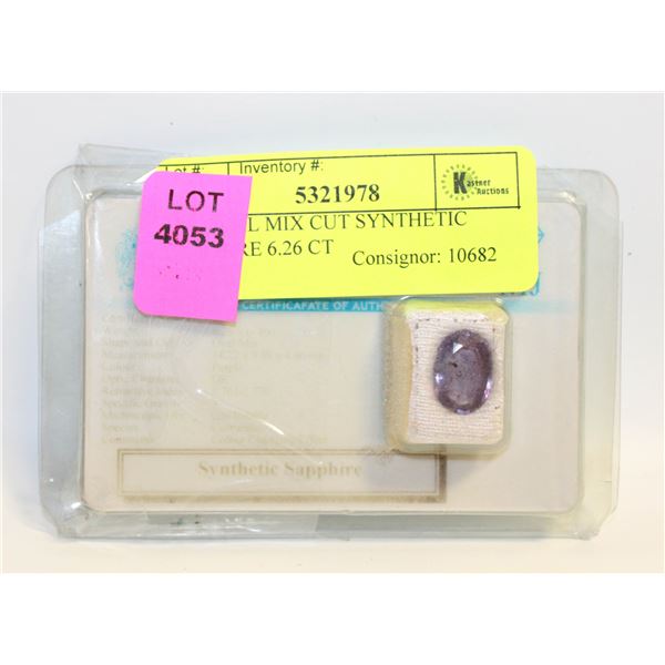 GIS OVAL MIX CUT SYNTHETIC SAPPHIRE 6.26 CT