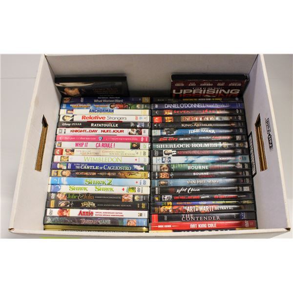 BOX OF 42 DVDS;  ACTION/ COMEDY & FAMILY