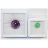 Image 1 : #27- NATURAL AMETHYST 10.20CT & CHRYSOPRASE 2.75CT
