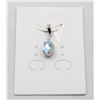 Image 1 : #73-NATURAL BLUE TOPAZ & CZ PENDANT