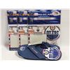 Image 1 : OILERS FLIP FLOPS SIZE 9/10 & 3 OILERS MOUSE PADS