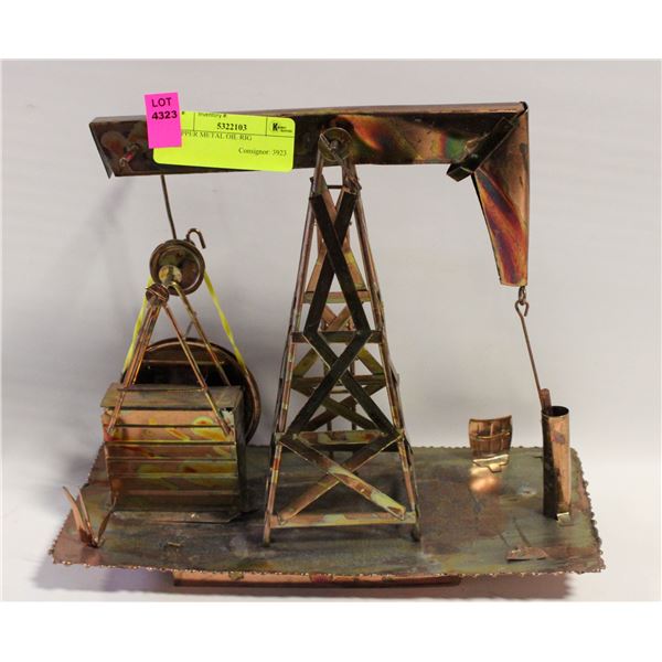 COPPER METAL OIL RIG- MUSIC BOX