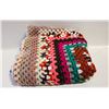 Image 1 : 68" X 64" MULTICOLORED CROCHETED BLANKET