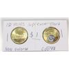 Image 1 : UNC 2X $1 LOONIES 1X COLORED 1X NON-COLORED