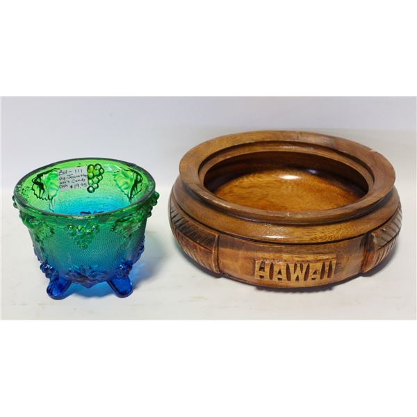 VTG. ALII WOOD HAWAIIAN BOWL & JEANETTE CANDY