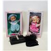 Image 1 : 2 BLACK ELEGANT EVENING BAGS & 2 VTG. DOLLS IN