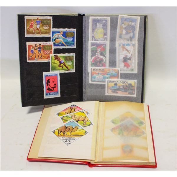 OVER 50 UNUSED MONGOLIAN STAMPS IN 2 BOOKLETS