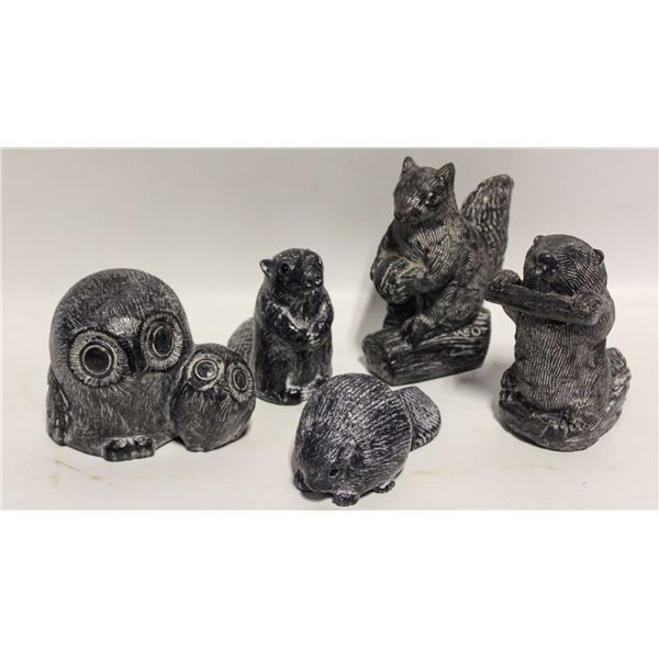 5 WOLF ORIGINALS SOAPSTONE SCULPTURES MADE IN