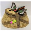Image 1 : VINTAGE WICKER FISH BASKET WITH CONTENTS
