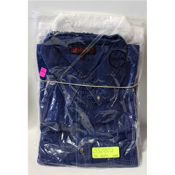 2 NEW MENS BUTTON UP SHIRTS SZ 2XL WHITE DENIM