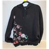 Image 1 : BLACK WITH FLOWER DESIGN H&M HOODIE - SIZE