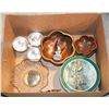 Image 1 : BOX OF ESTATE BURL WOOD BOWLS, META L FRUIT BASKET